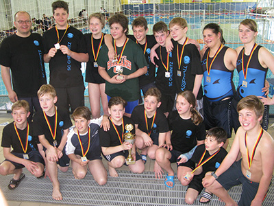 Wasserball-Mannschaft Teamfoto Jugend nach Wettbewerb